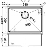 Acl Eden 540mm x 440mm Kitchen Sink